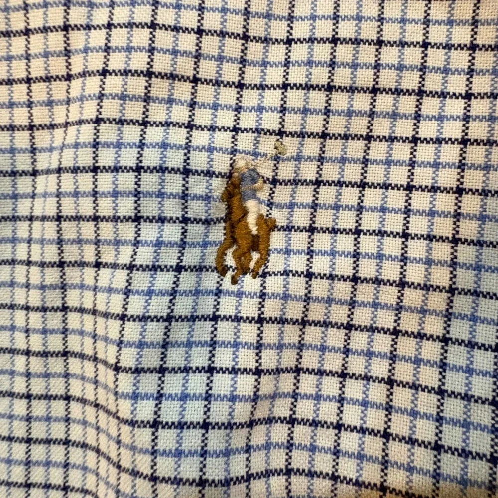 Ralph Lauren Boys Blue‎ White Tattersall Check Button Down Shirt M 10-12